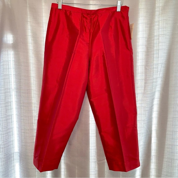💧Coldwater Creek Red Shimmer 100% Silk Slacks size Petite 6 - Picture 1 of 8